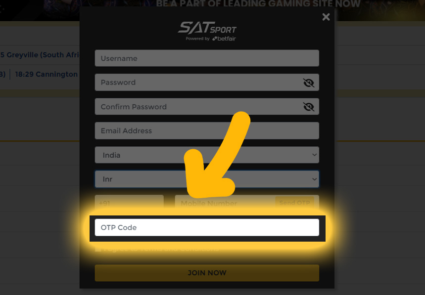 satsport registration step 3